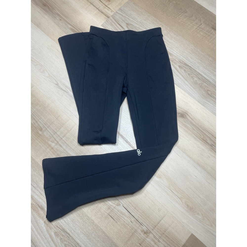 Alo Yoga Black Zipper Flare Leggings XS High Rise Yoga Pants
